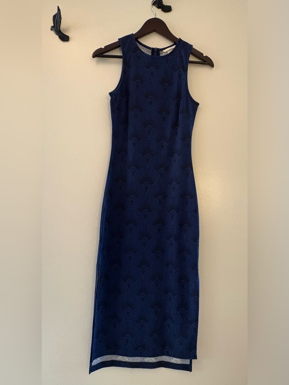 H&M Blue/Black Sleeveless Midi Dress